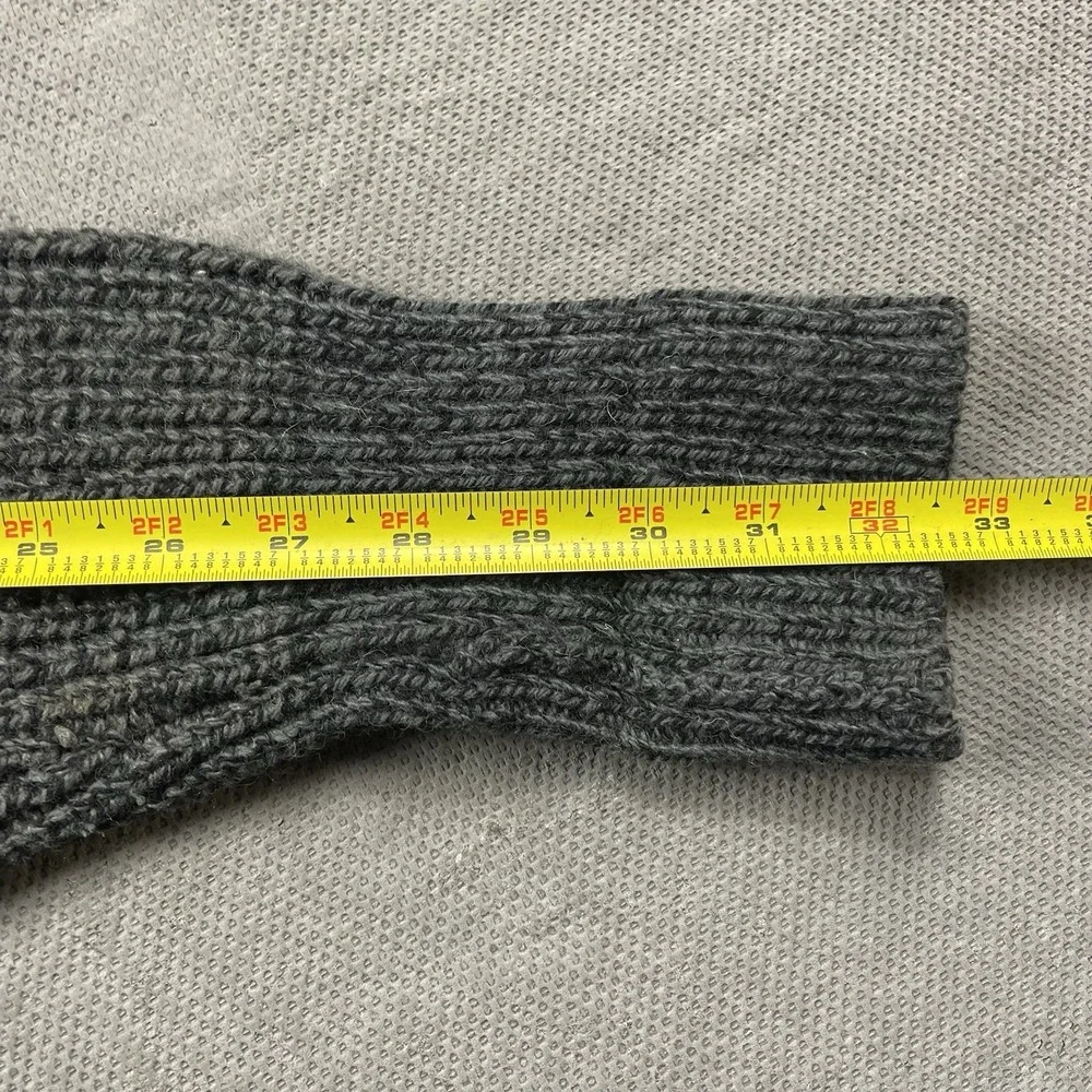 Marshall Fields Fieldgear Sweater Mens Medium Gray Chunky Knit Wool Grid Stripe